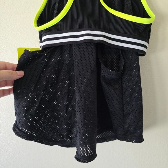 ZXSPORT Black Yellow White Gym Top Sports Bra with Jersey Underlay Size Small - Picture 9 of 14